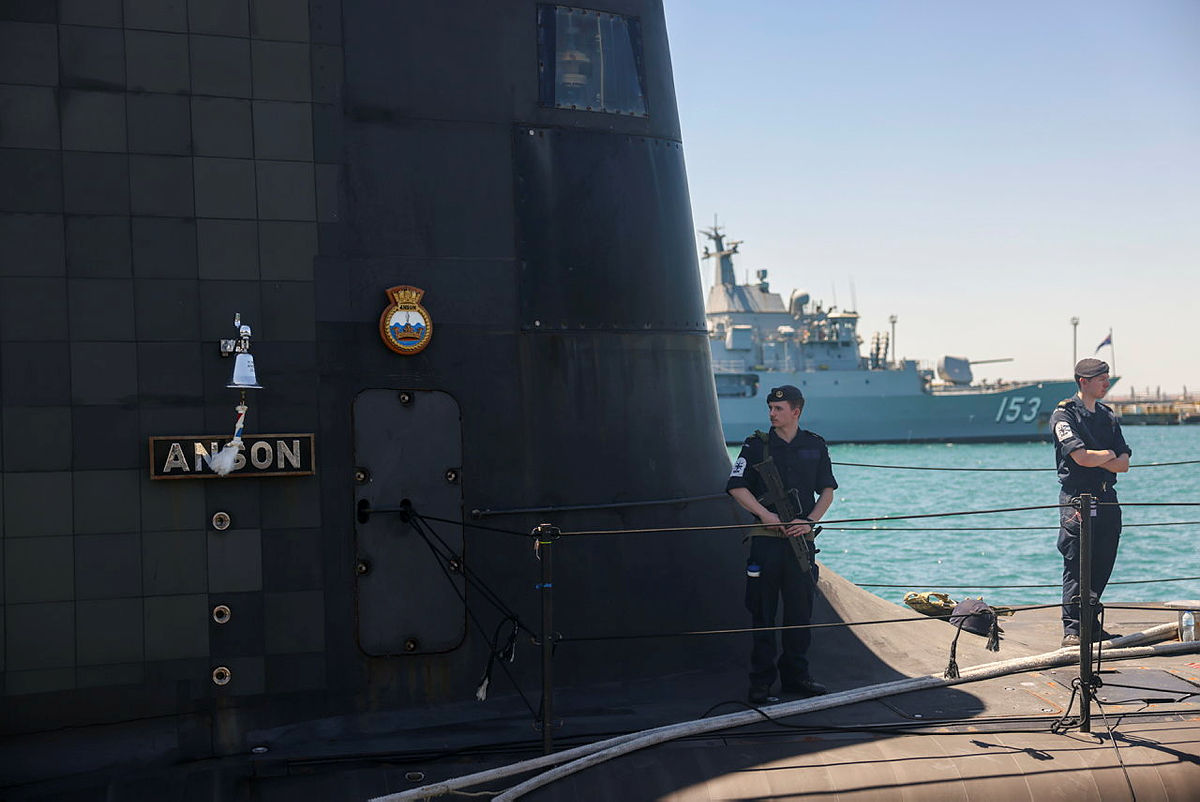 HMS Anson alongside at HMAS Stirling, Australia.