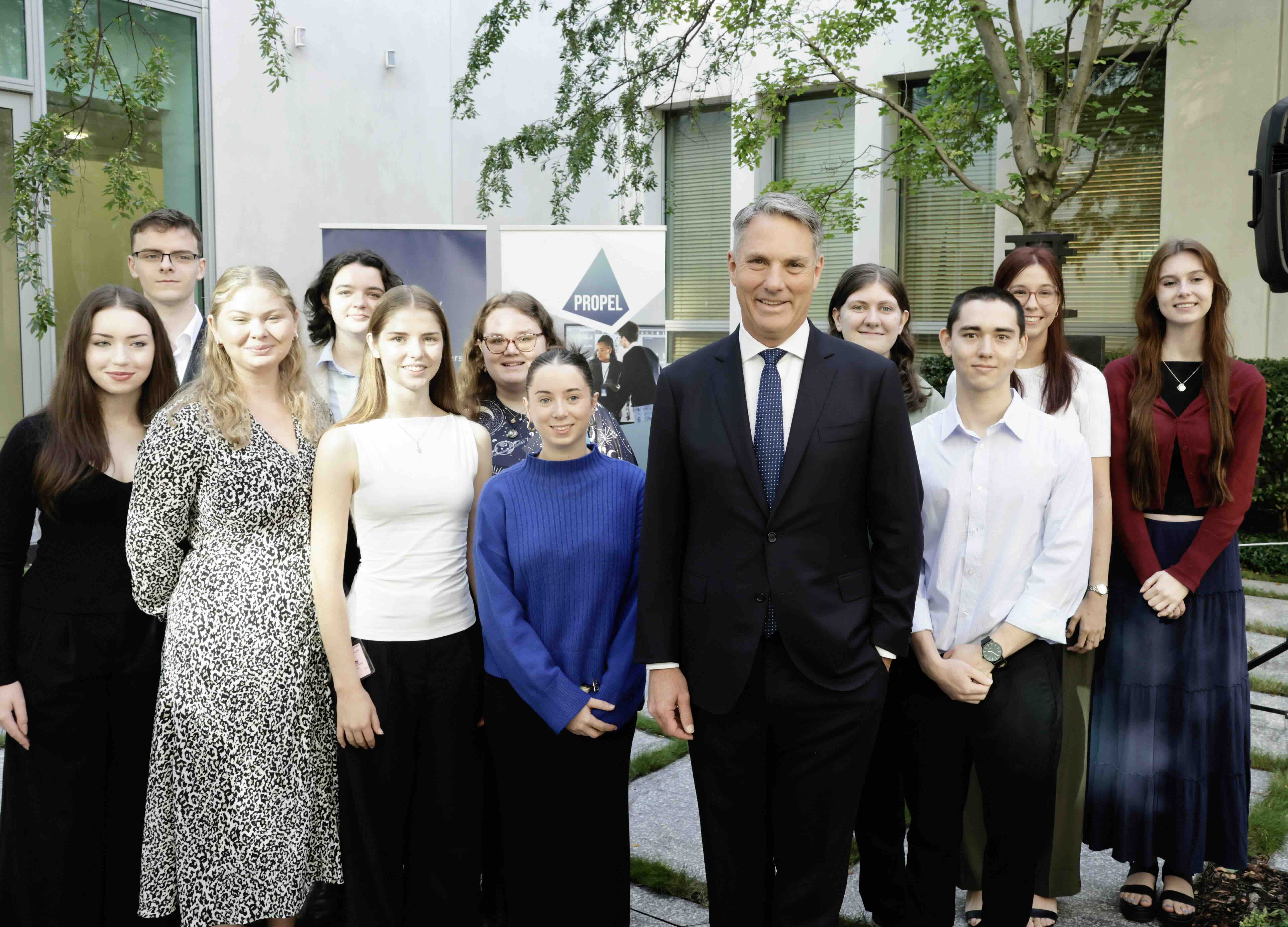 Deputy Prime Minister Richard Marles with Propel scholars at the program’s official launch at Parliament House, Canberra.