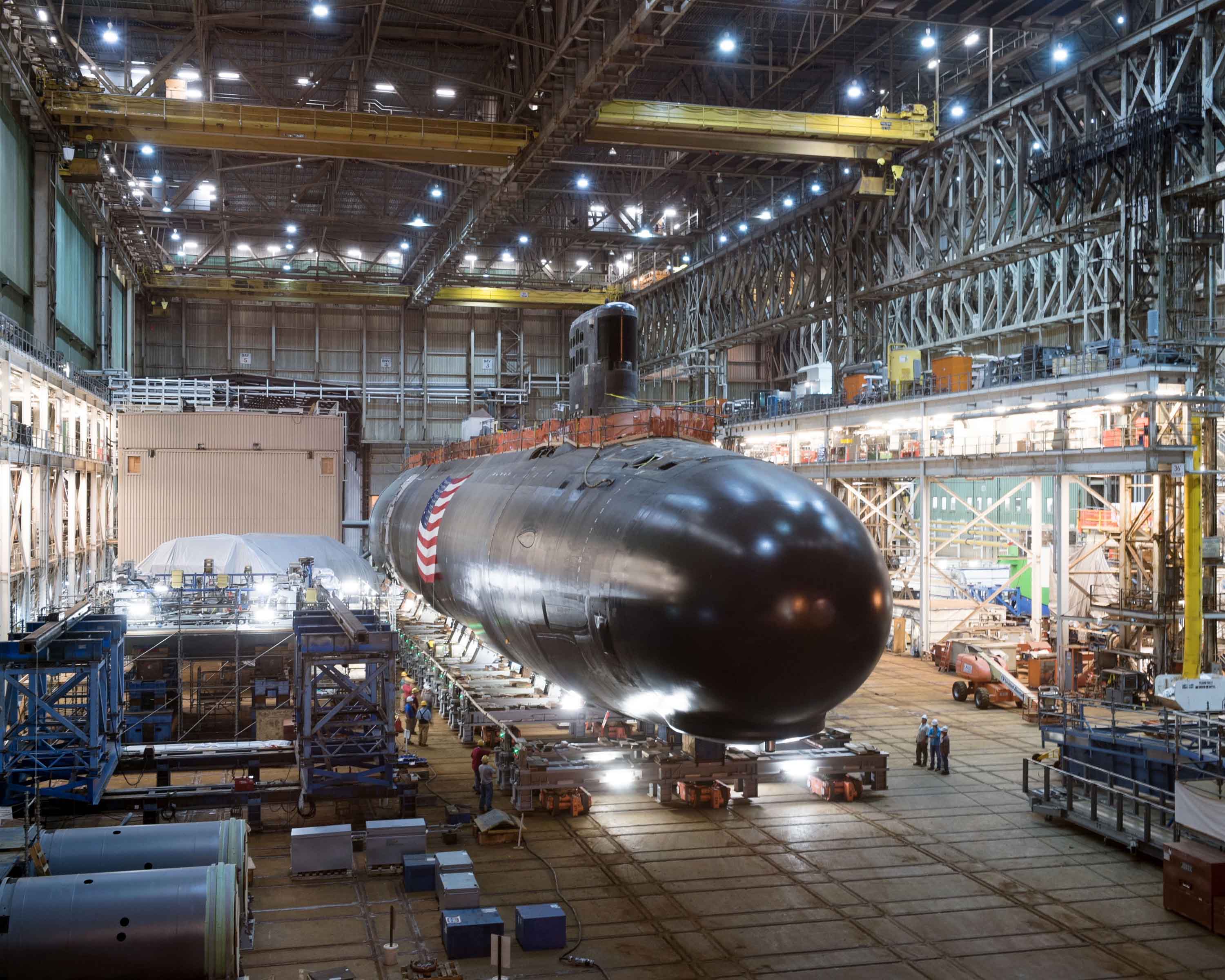 A Virginia-class submarine under construction at General Dynamics Electric Boat. Image ©GDEB