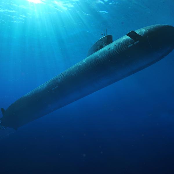 Image of submarine floating in water 