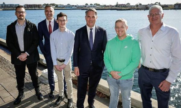 Deputy Prime Minister and Defence Minister Richard Marles with South Australian Premier Peter Malinauskas meet with ASC workers in Adelaide.