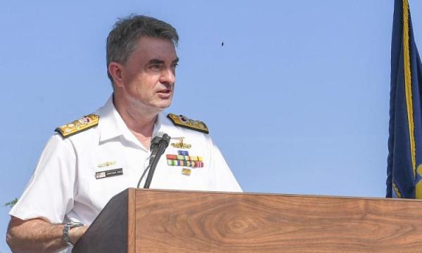 Vice-Admiral Jonathan Mead, Director-General ASA, speaking at the Nuclear Propulsion School during the Graduation ceremony.