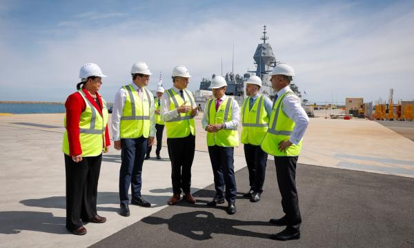 Deputy Prime Minister and Minister for Defence Richard Marles and Minster for Defence Personnel Matt Keogh with Australian Marine Complex at Henderson.