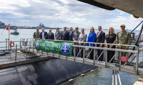 Prime Minister, the Hon. Anthony Albanese MP, Deputy Prime Minister, the Hon. Richard Marles MP, Minister for Defence Industry, the Hon. Pat Conroy MP, Minister for Resources, the Hon. Madeleine King MP, Premier of Western Australia, the Hon. Roger Cook, MLA, Chief of Navy, Vice Admiral Mark Hammond, AO, RAN, and Director General of the Australian Submarine Agency Vice Admiral Jonathan Mead, AO, RAN announced milestones for Australian businesses new accessing opportunities through AUKUS.