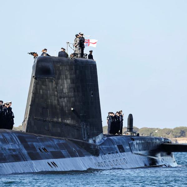 HMS Anson arrives in HMAS Stirling, Australia.
